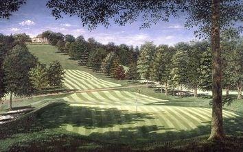 Golfer focusing on the green